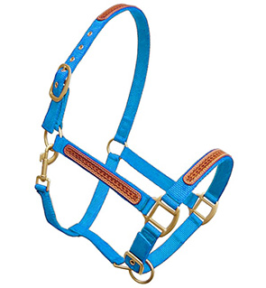 weaver nylon horse halters with leather overlay